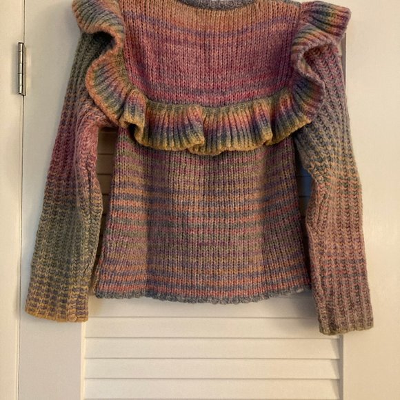 LoveShackFancy Yumi Rainbow Ruffle Sweater Pullover - Picture 10 of 13